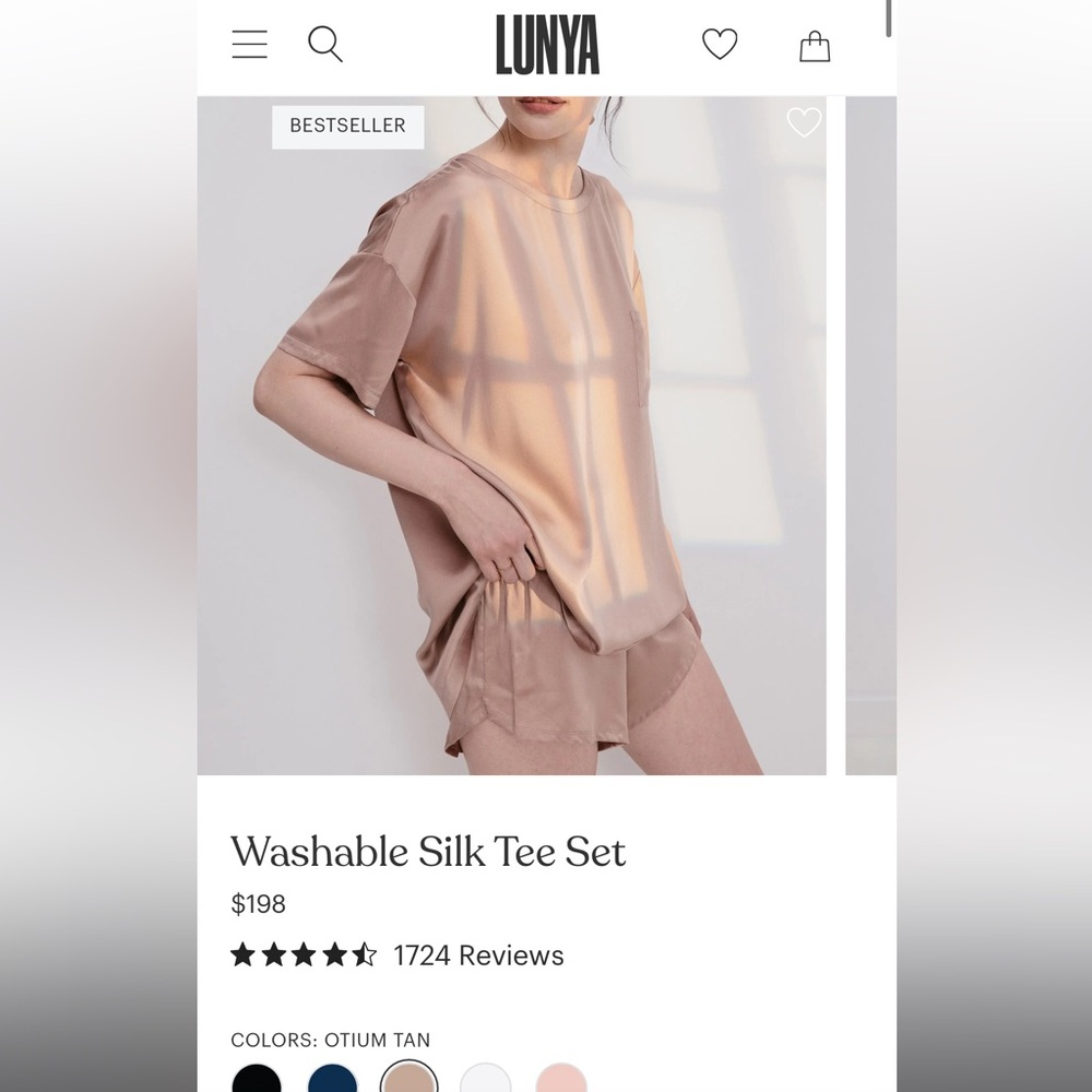 NWT Lunya Washable Silk Tee Pj Set